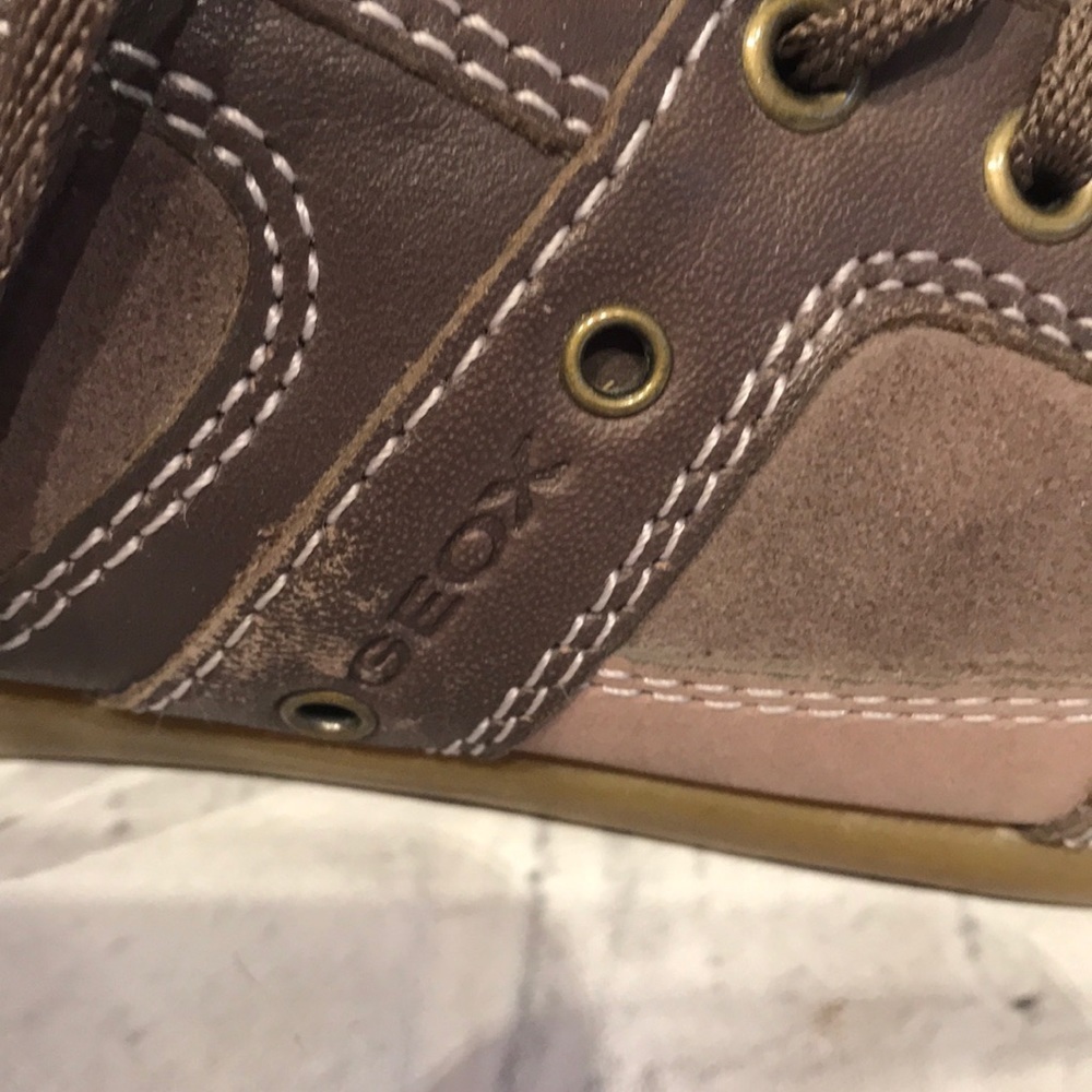 Geox Leather Lace Up Runners - Picture 4 of 7